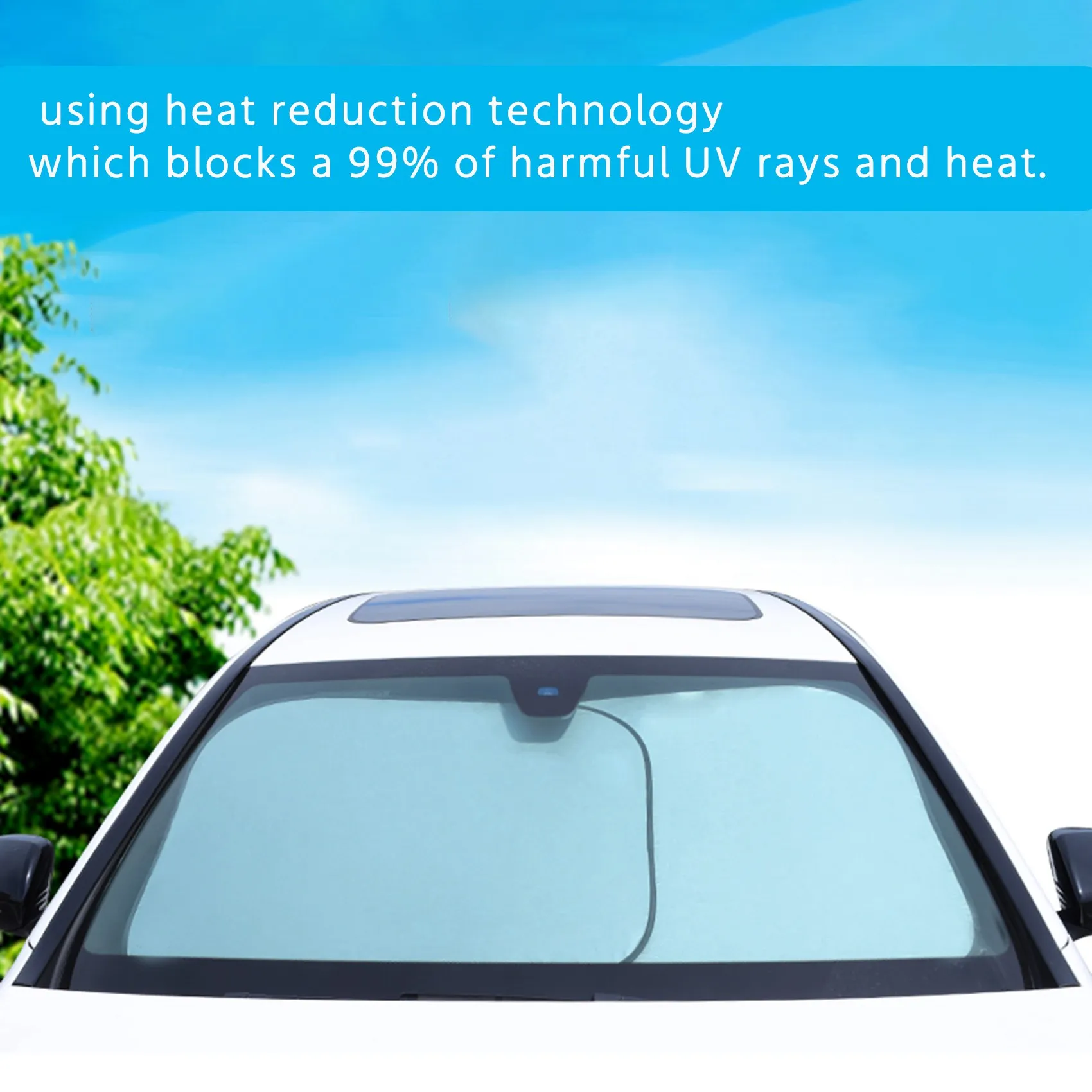 Windshield Sun Shade 2-Piece Foldable Car Front Window Sunshade Auto Sun Blocker Visor Protector Blocks Max Uv Rays and Keeps Yo