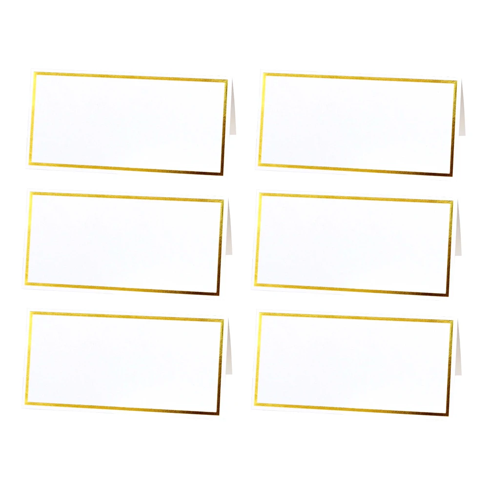 

50Pcs Gilt White Wedding Table Cards Simple Foldable Place Cards for Engagement Party Banquet Wedding Table Card