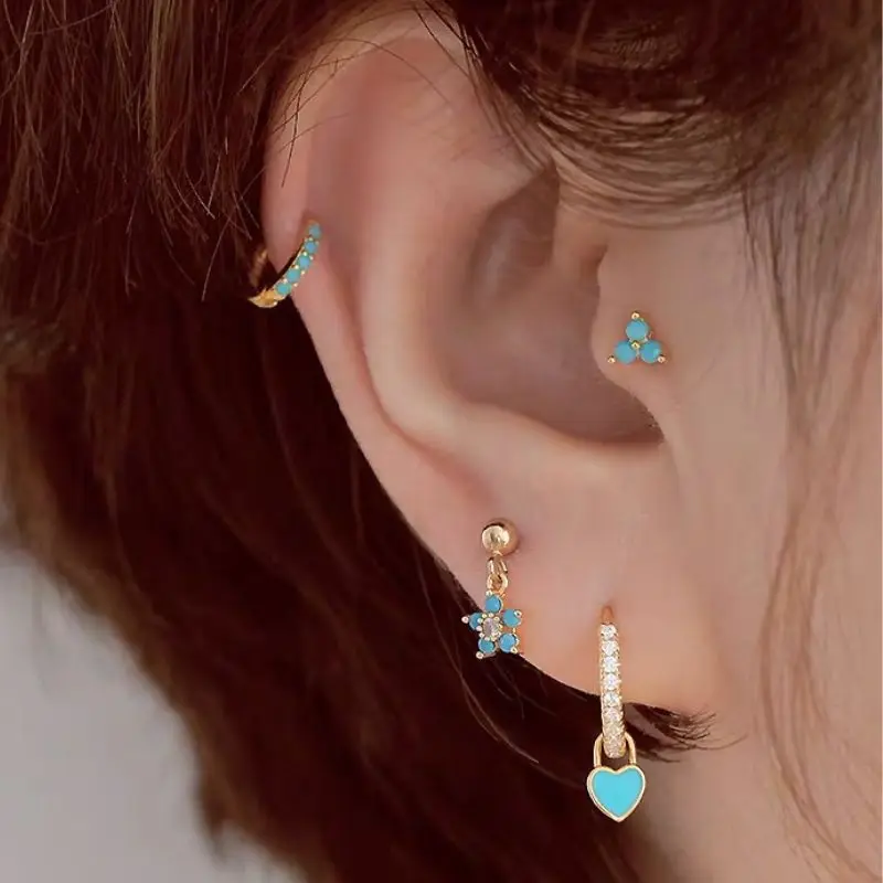 925 Sterling Silver Ear Needle Earrings Cute Candy Neon Color Enamel Heart Stud Earring For Women Star Earrings Jewelry Gift