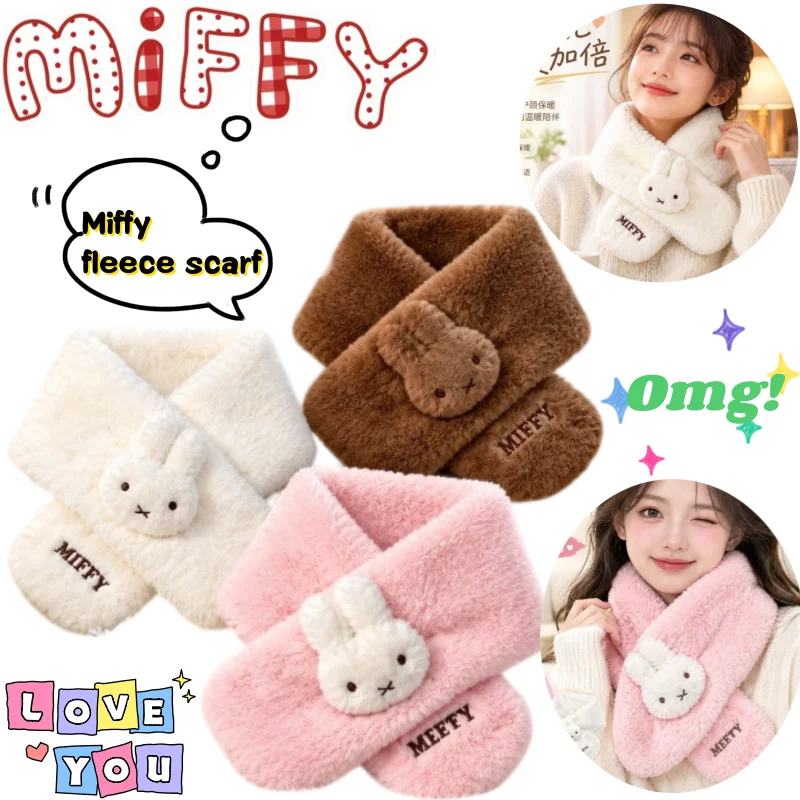 New Miffy plus velvet scarf high-value cute rabbit doll shape creative girl heart autumn and winter soft warm all-match scarf
