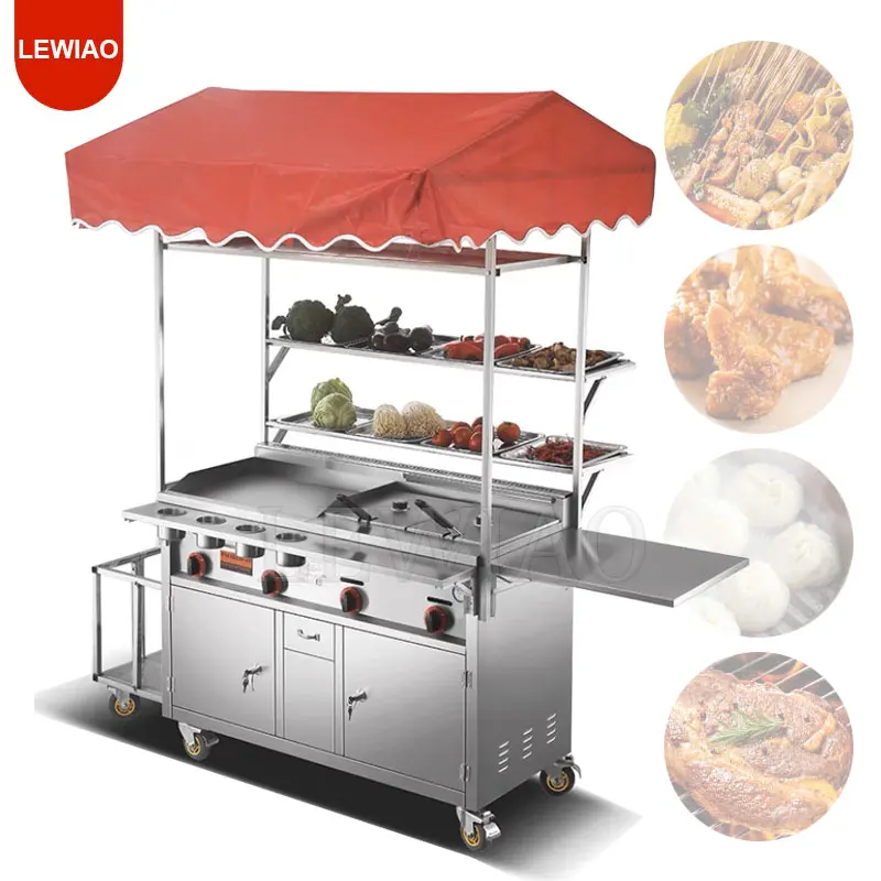 Trailer Halal Food Truck Mobile Caravan Hot Food Coffee Carts For Frying Food Sale