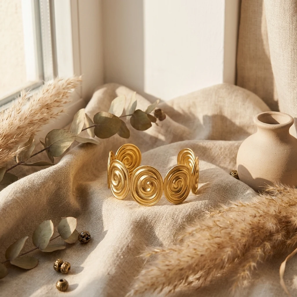 Einzigartiger Edelstahl-Armreif im Punk-Retro-Stil mit Hohldesign für Damen und Herren, Goldfarben, Spiralförmige Geometrie, Charm-Armreif, Party-Schmuck – Detail 4
