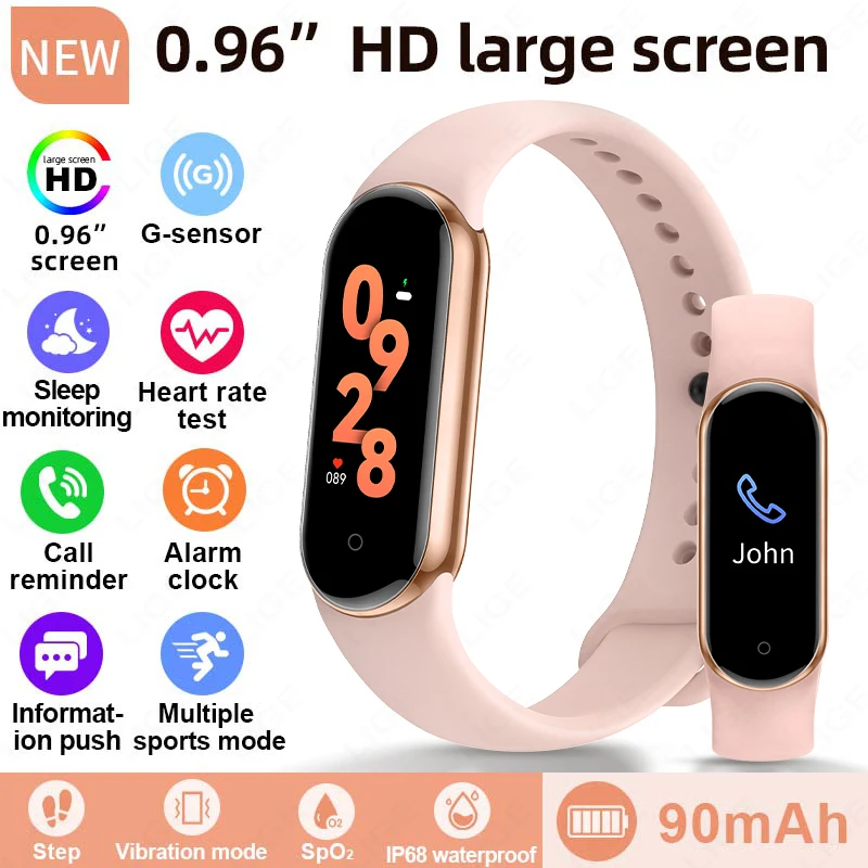 

Новый умный браслет для женщин и мужчин с измерением пульса и уровня кислорода в крови, водонепроницаемый, подключаемый, спортивный фитнес-трекер, смарт-часы 2026