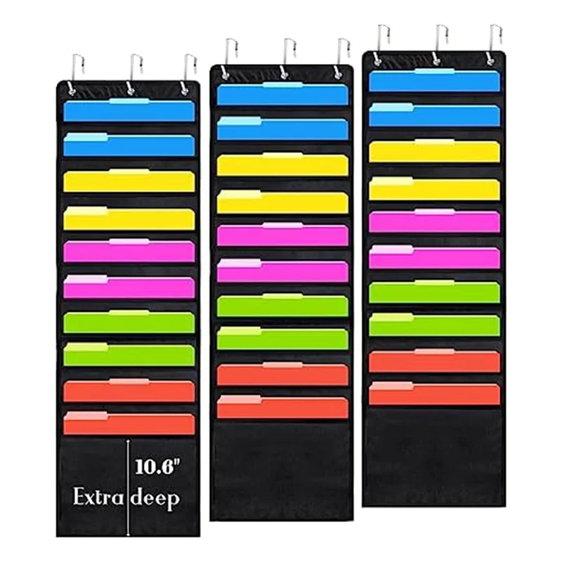 3 pçs scrapbook papel pendurado sacos de armazenamento de papel 12x12 Polegada com ganchos de porta para scrapbooking, cartolina