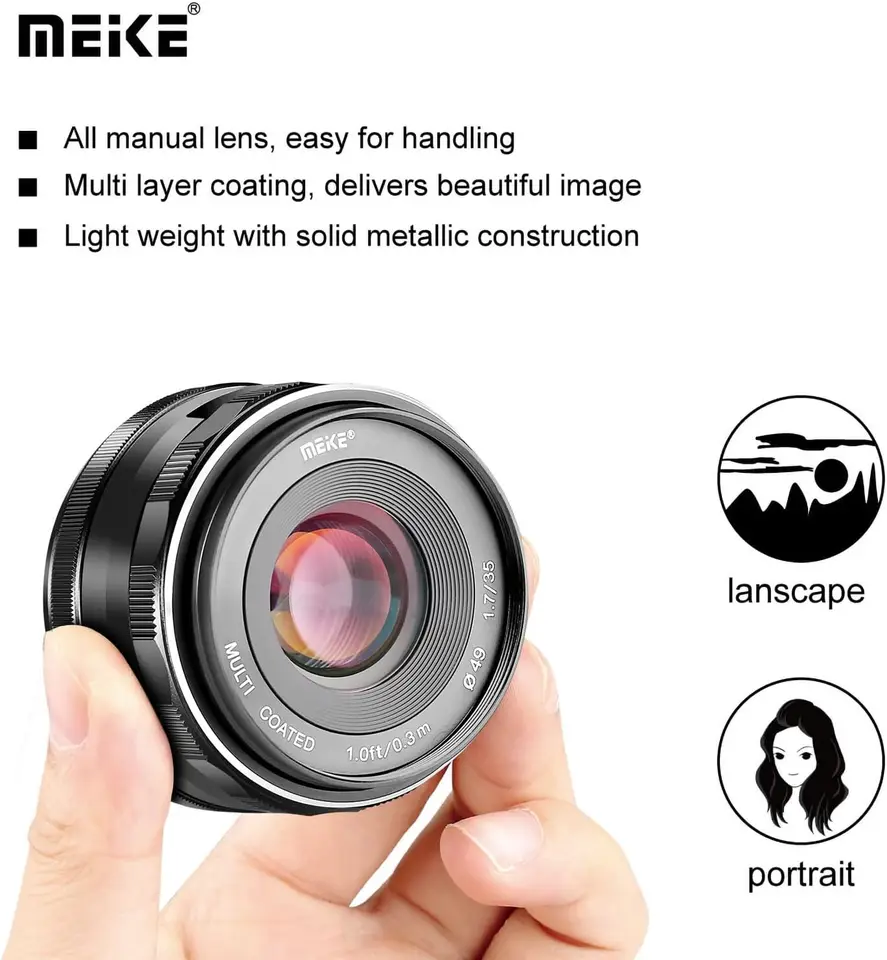 Meike 35mm F1.7 APS-C Lente para Câmeras de Montagem, 35mm, F1.7