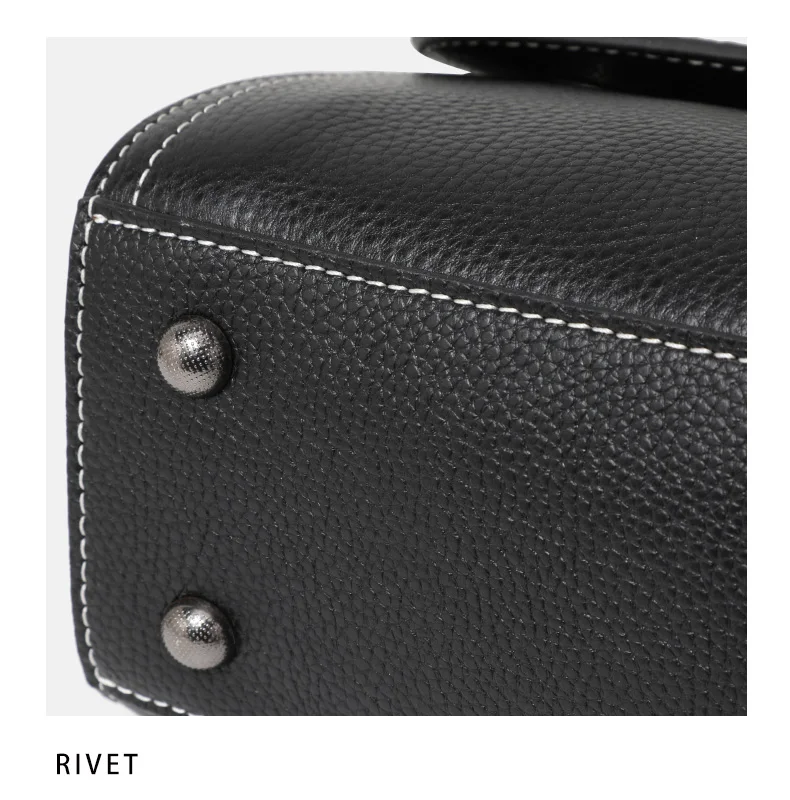 Aidrani 2026 Commuter Litchi Grain Hochwertige Kleine Schultertasche aus Leder für Damen mit Schnalle, Schwarze Kleine Quadratische Tasche – Detail 16