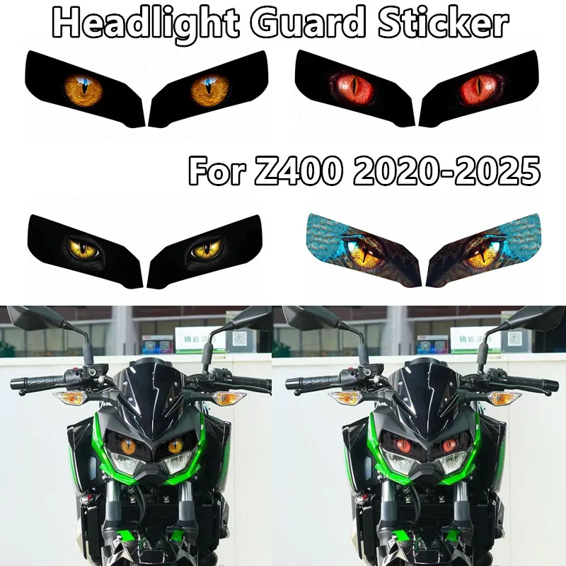 

Motorcycle Accessories Headlight Sticker For KAWASAKI Z400 2020-2025 z400 2023 2024 Head Light Guard Protection Stickers