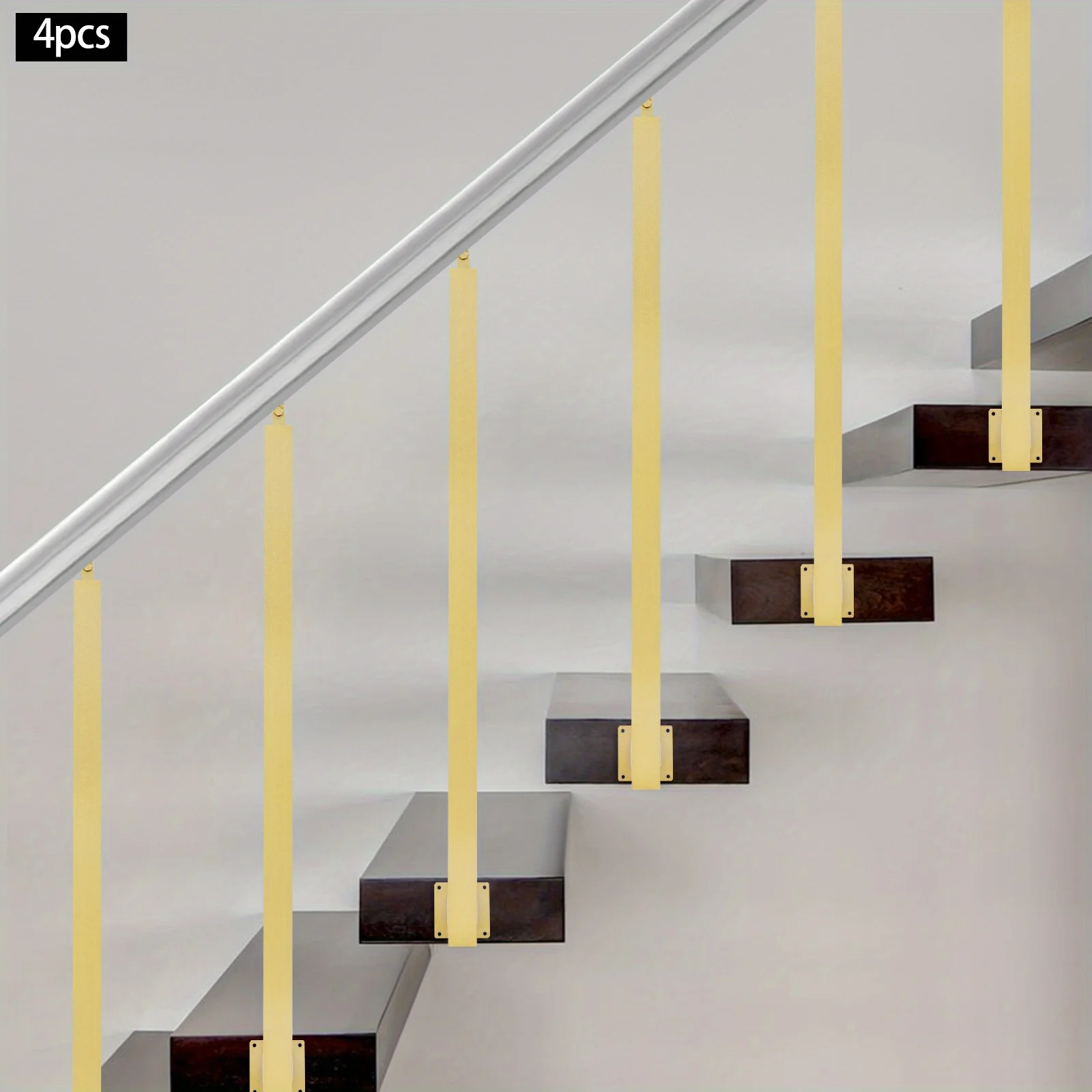 4 Pieces of 100cm Stair Railing Side Installation - Golden Color, , , Suitable for Staircases, Villas, Entrances