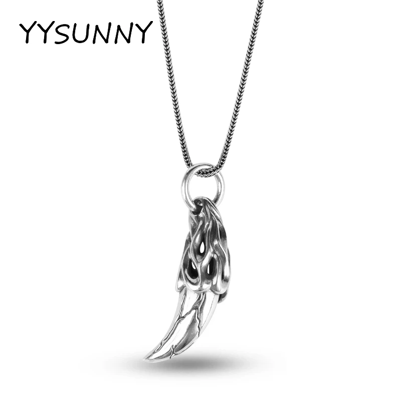 

YYSUNNY Wolf Tooth Pendant 925 Sterling Silver Men's Necklace Vintage Crack Design Hip Hop Punk Jewelry Necklace