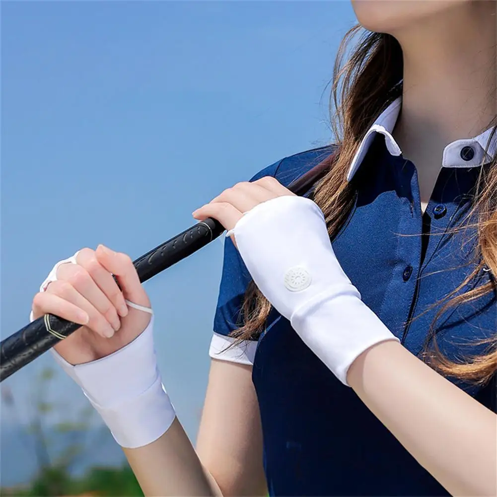 

1 Pair Half Finger Gloves Golf Outdoor Cycling Fishing Breathable Lengthened Hollow Sports Gloves for Man women