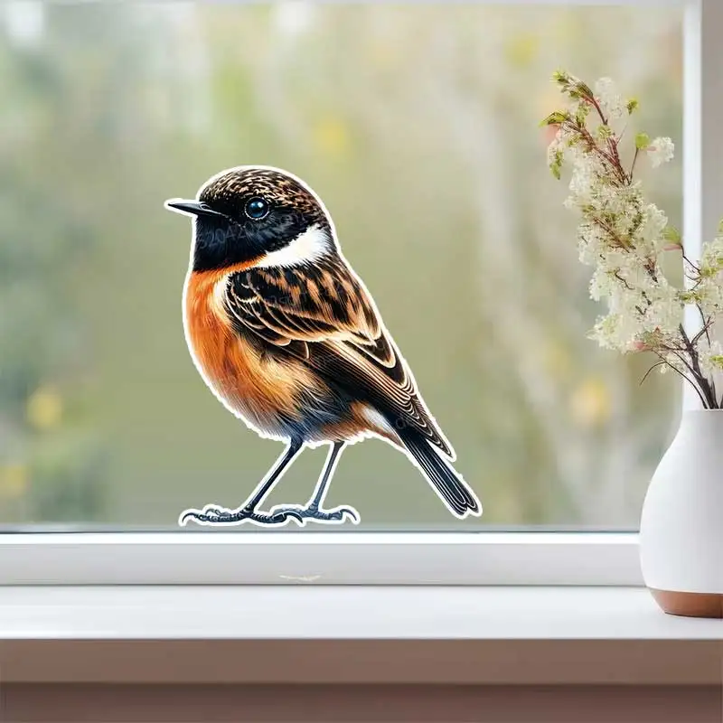 Red Magpie Bird Stickers with Colorful Feather Pattern Waterproof Decals for Indoor Wall Computer Door Window Car AA173