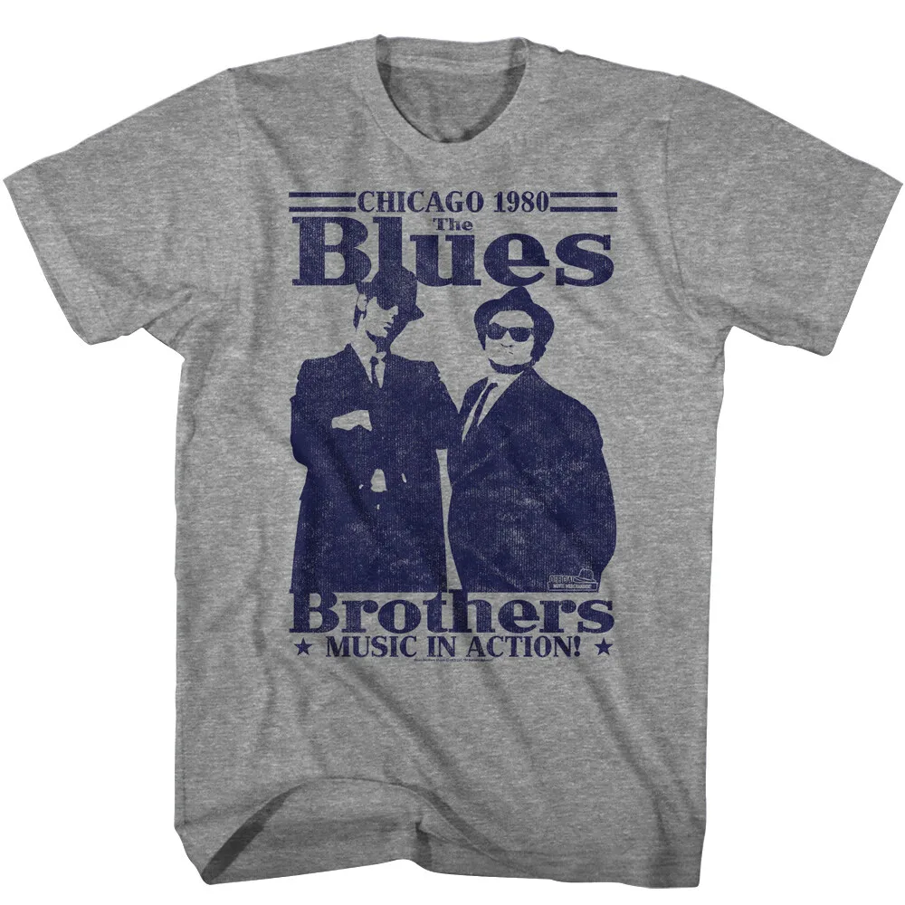 تي شيرت رجالي من Blues Brothers Music in Action Chicago 1980 Jake Elwood
