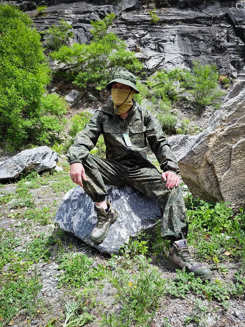 Militärisches Tarnuniform-Set, atmungsaktiver Sommer-Trainingsanzug, Outdoor-Mehrzweck-Taktische Arbeitskleidung, komplette Overalls – Detail 19