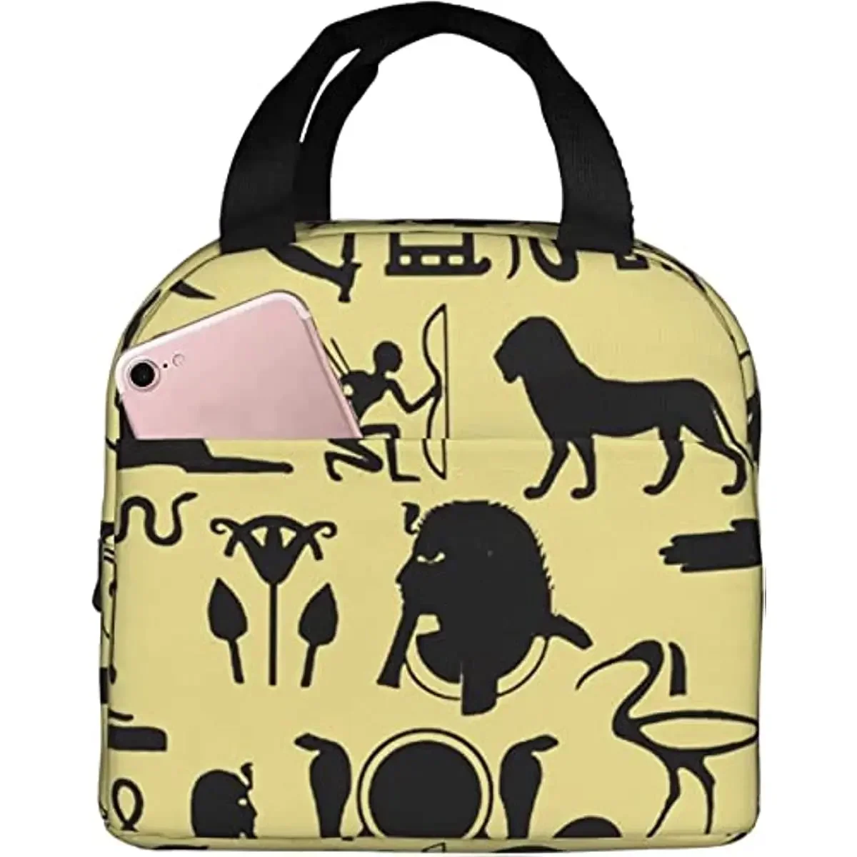 

Многоразовая сумка-тоут для обеда Древний египетский солдат Анк Изолированная сумка для обеда Прочный холодильник-ланч-бокс