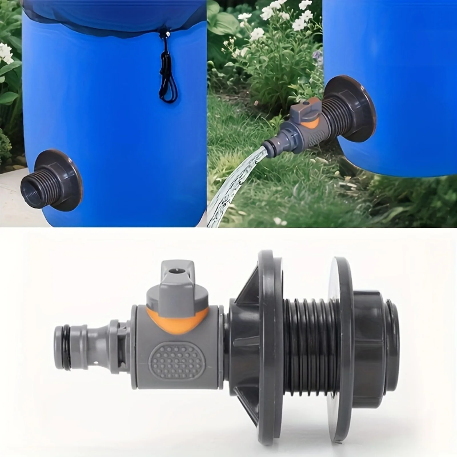 Rainwater Collection Connector Kit Quick Installation Universal Connector Adapter Kit 3/4in Female Thread with Valve