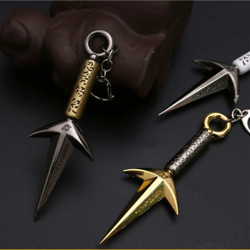 9cm     NARUTO Namikaze Minato Ninja Kuna Narut Weapon Keychains Anime Metal Katana Samurai Sword Model Accessories Gift Toy Boy