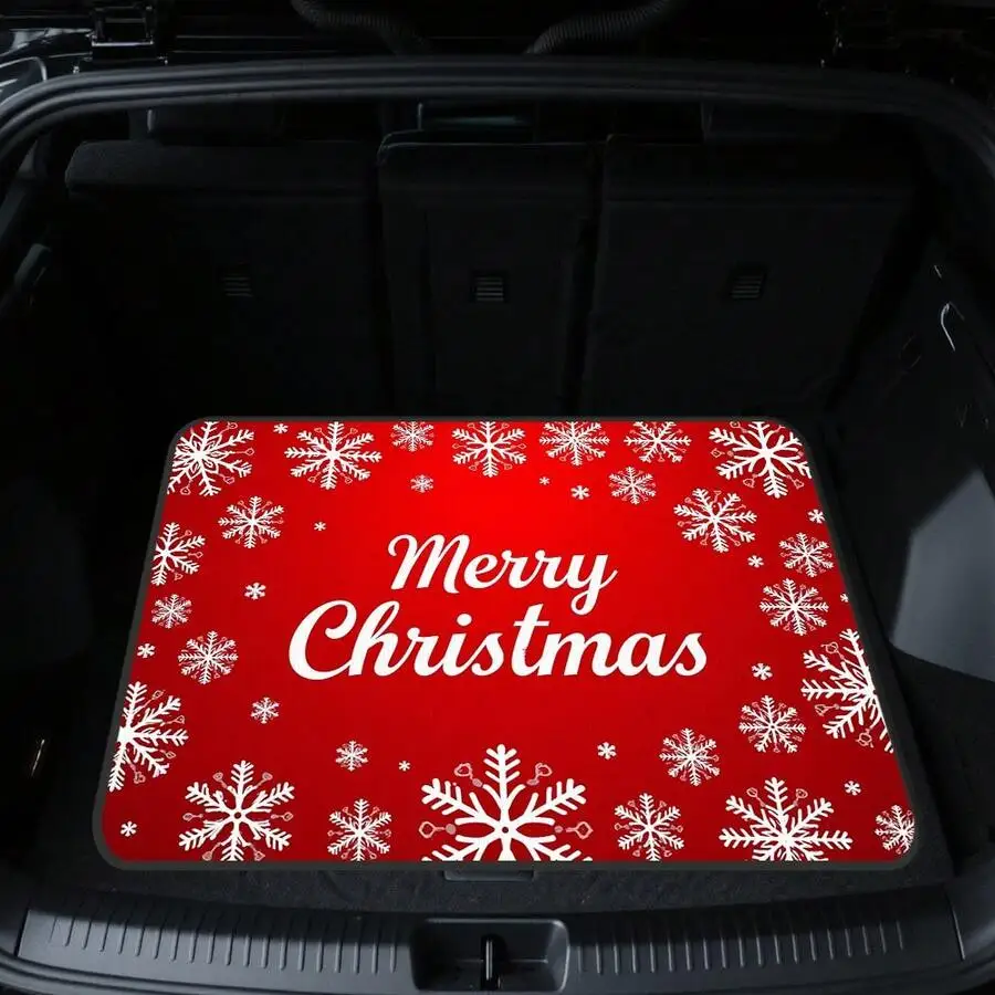 

Festive Red Snowflake Car Trunk Mat Non-Slip Universal Liner For SUV Sedan Station Wagon