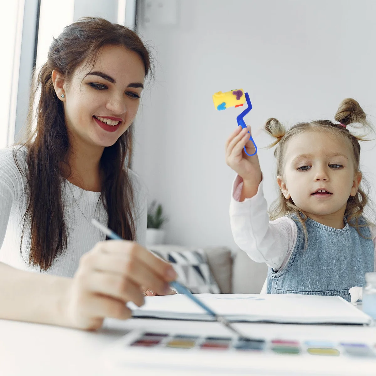 

8Pcs Sponge Drawing Roller Set Multi-Size Durable Handle Designed for Kids Art Lessons Graffiti Painting Creative Pattern