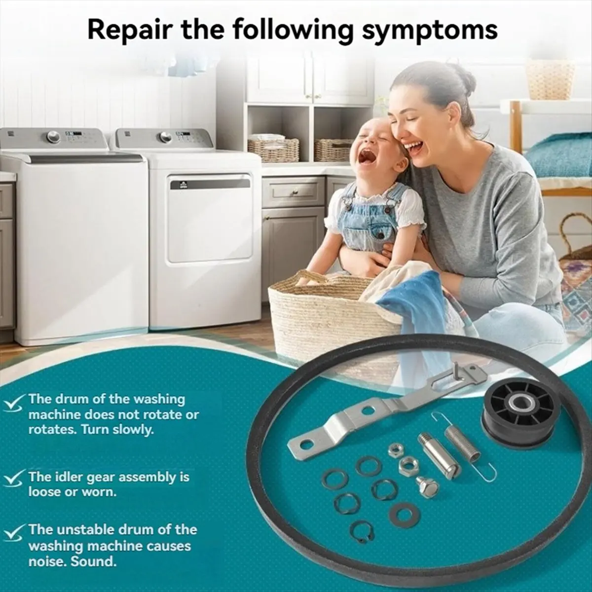 

959P3 Комплект рычага натяжного ролика шайбы и ремня для стиральных систем ALLIANCE SWNYC2HP115TW02 LWS01M, замена 2020782