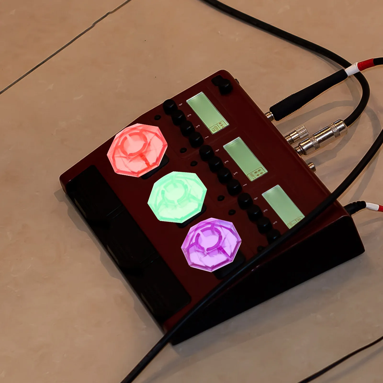 

6Pcs Guitar Pedal Footswitch Toppers Effects Cap Set Vibrant Diamond Design Wear Resistant Easy Install for All Pedals Stage