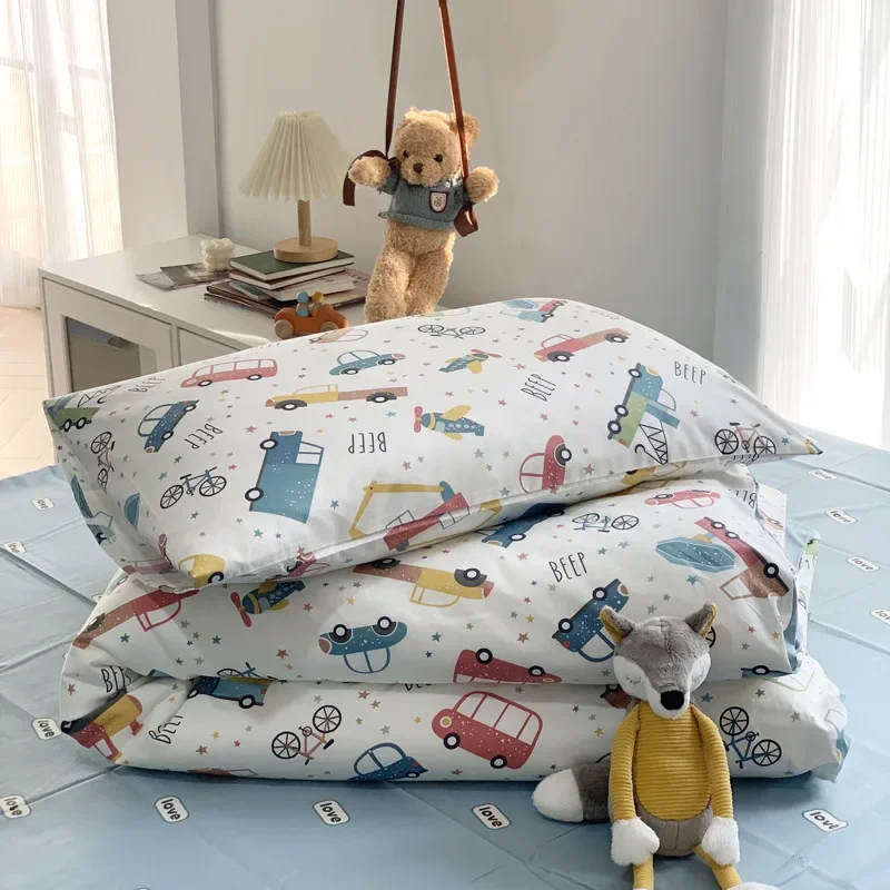 

Children Quilt Cover 120x150cm 100% Cotton 60s Yarn With Pillowcase 30x50cm All Seasons Boy Girl Cute Colorful Kids Bedding Set