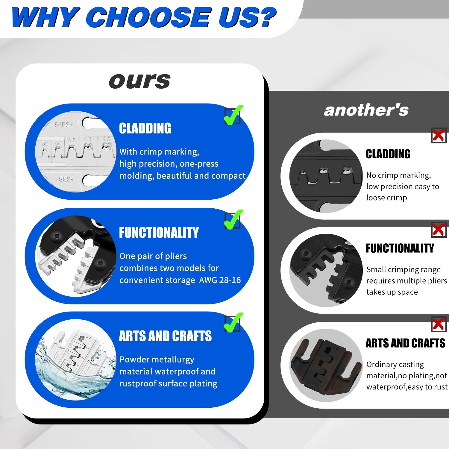 SN-58B Pro Wire Crimping Plier لـ JST PH 2.0mm، XH 2.5mm، VH 3.96mm، JWPS 4.0mm & Dupont Open Barrel Terminals Crimper=SN2549+SN58B #6