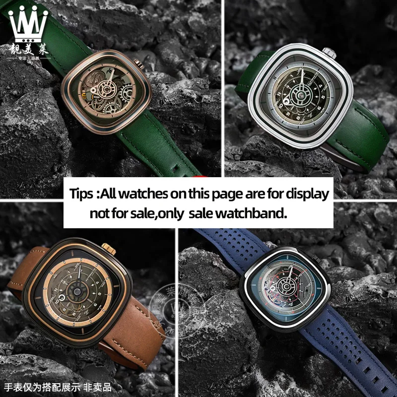 Cowhide Watch Strap For SEVENFRIDAY T1 T2 T3 Series Watch Band 26mm Green Brown Blue Watch Bracelet