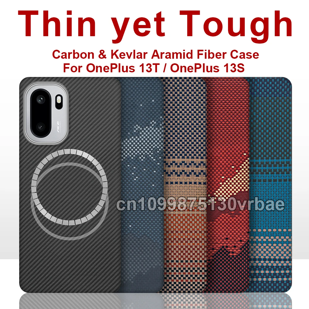 

For oneplus 13s/oneplus 13t kevlar fiber case 600d carbon fiber aramid fiber fabric thin hard cover magnetic balck Slim light re