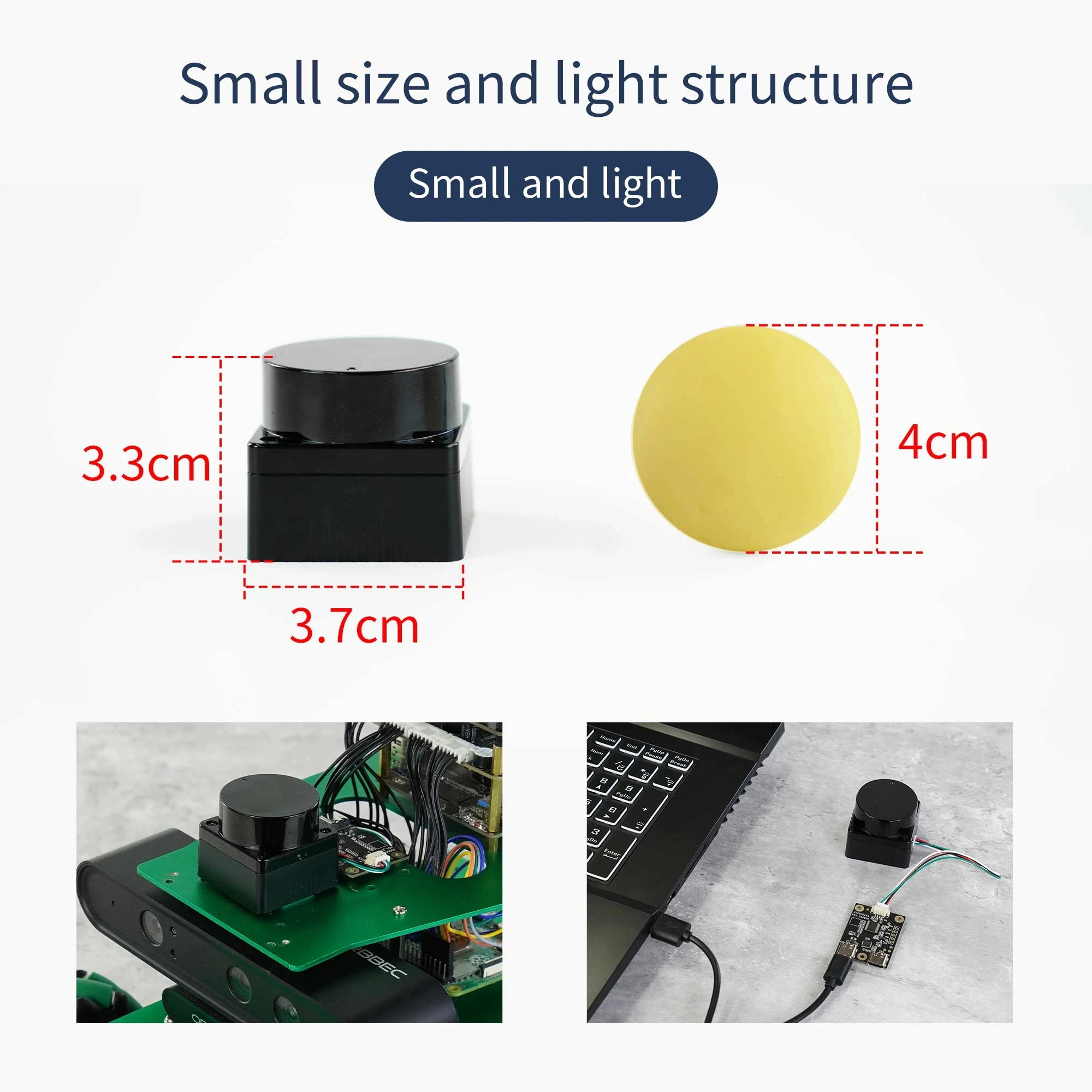 MS200 Lidar Sensor Kit Portable 360°TOF Ranging Scanner 12m Range Support ROS1 and ROS2 For ROS Robot Raspberry Pi Jetson NANO