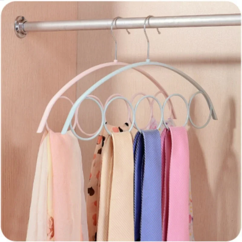 5pcs 5 Hole Ring Rope Slots Holder Storage Racks for Closet Wardrobe Hook Scarf Wraps Hanger Ring Ties Belt Scarves Organizer