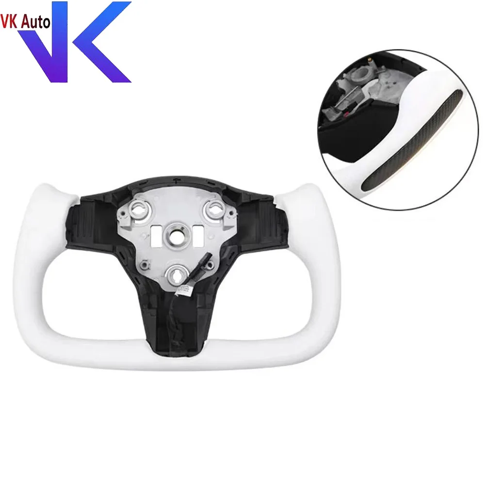 

For Tesla 22-23 Model Y White Yoke With Heated Steering Wheel Assembly Accessories