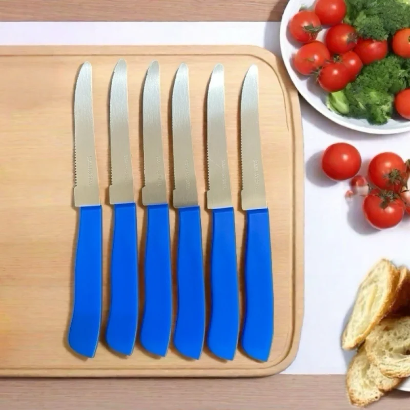 Cuchillos de cena dentados de acero inoxidable de 6 piezas, cuchillos de postre, cuchillos para queso, cuchillos multifuncionales, aptos para lavavajillas