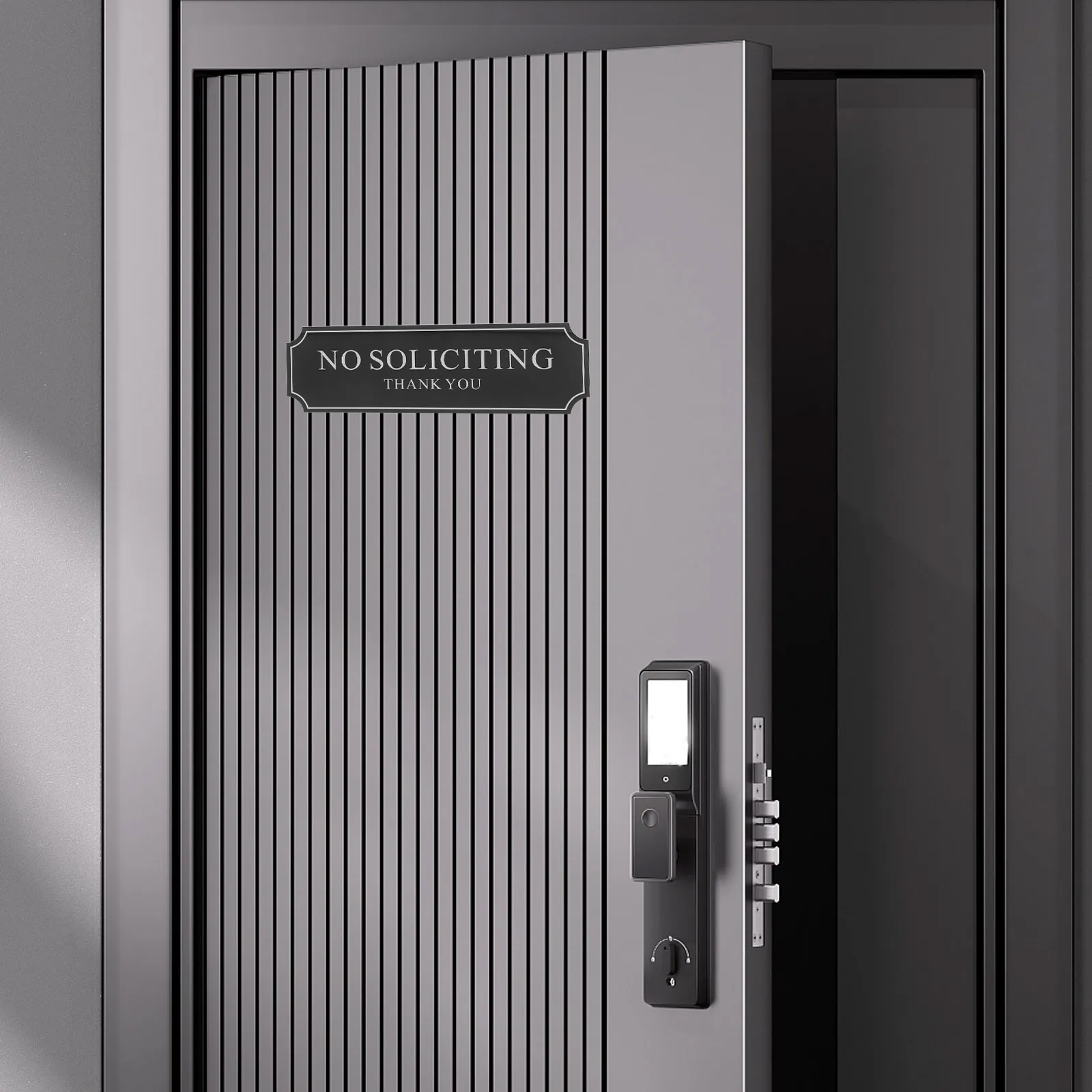 No Soliciting Sign For Front Door Self-Adhesive Acrylic High Visibility Sticker For House Office Store Easy Application