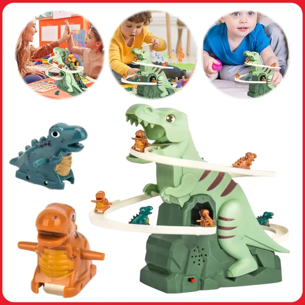 

Puzzle Fun Electric Slide Toy Car with 3/5 Dinosaurs Dinosaur Climbing Stairs Toy Fun Slide Roller Coaster Kids