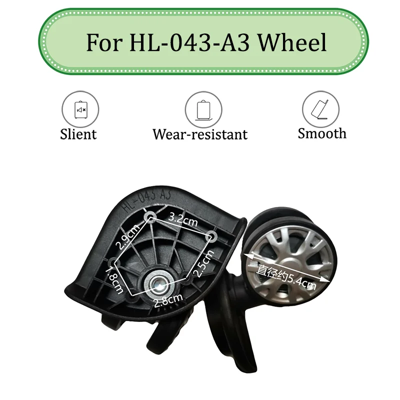 

For HL-043-A3 Black Universal Wheel Trolley Case Wheel Replacement Luggage Pulley Sliding Casters Slient Wear-resistant Repair