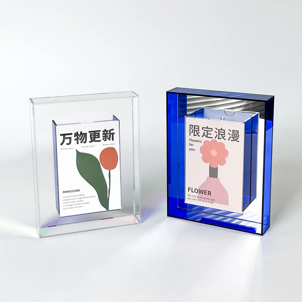 

Customized acrylic suspended photo frame ins light luxury living room dried flower decoration table contrasting color acrylic su