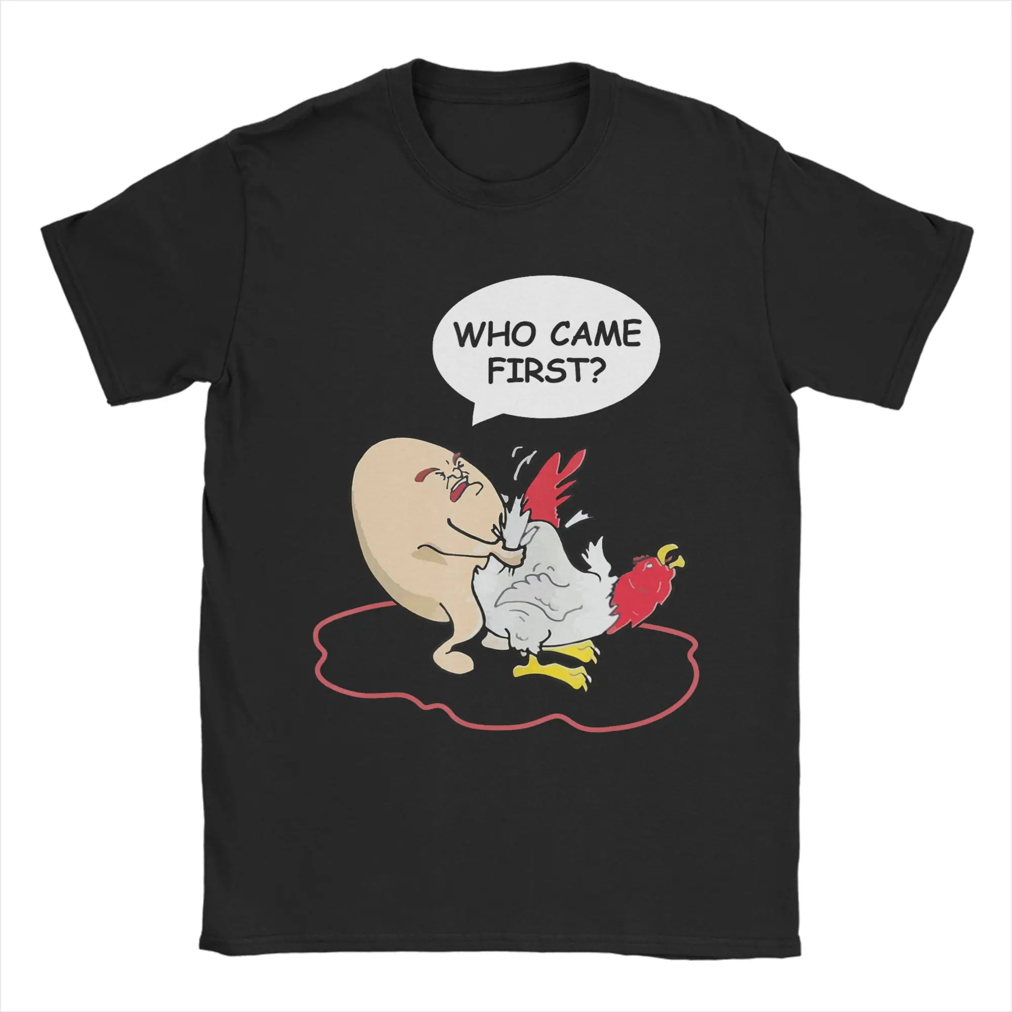 Who Came First Chicken Or Egg Funny Adult Humor Men's T Shirt  Tees Short Sleeve O Neck T-Shirts 100% Cotton Gift Idea Clothes