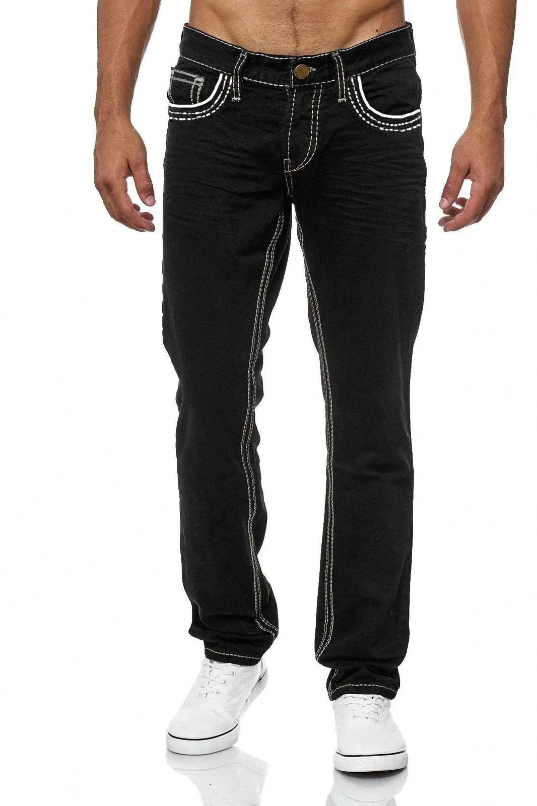 

Pop Four Seasons New Fashion Men's Casual Trendy American Skinny Washed Jeans Pants American Slim Denim Trousers Streetwear Male