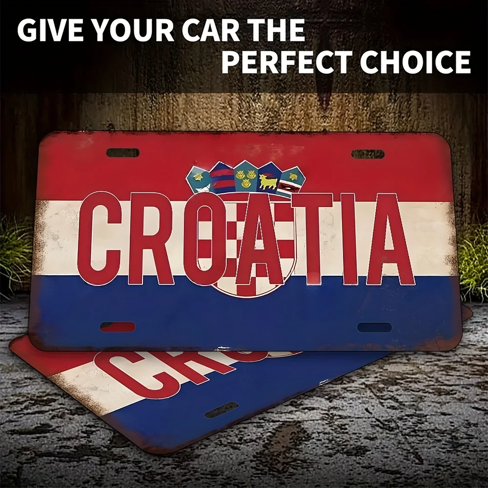Croatia Vintage Aluminum Wall Hanging Decorative Plaque, Multifunctional Retro Sign for Home, Room, Restaurant, Bar, Cafe