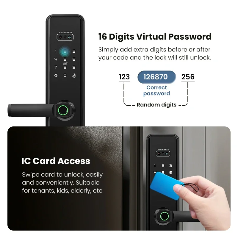 ttlock remote control 3d face recognition fingerprint  automatic safe digital Intelligent electronic lock for Seguro electrico