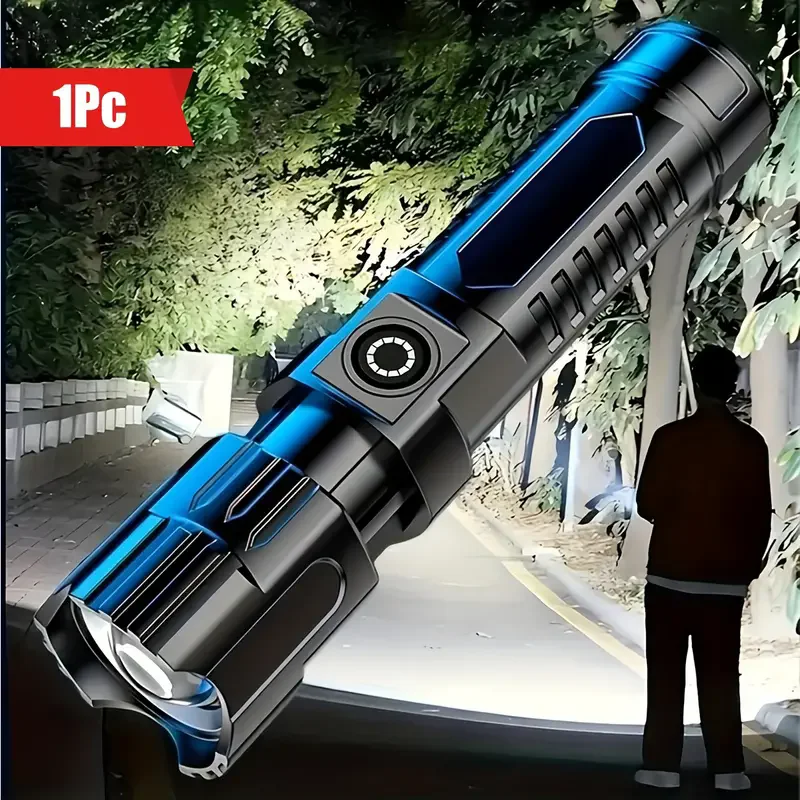 A super bright flashlight, USB rechargeable, expandable zoom, wide beam, handheld emergency lighting flashlight, suitable for ou