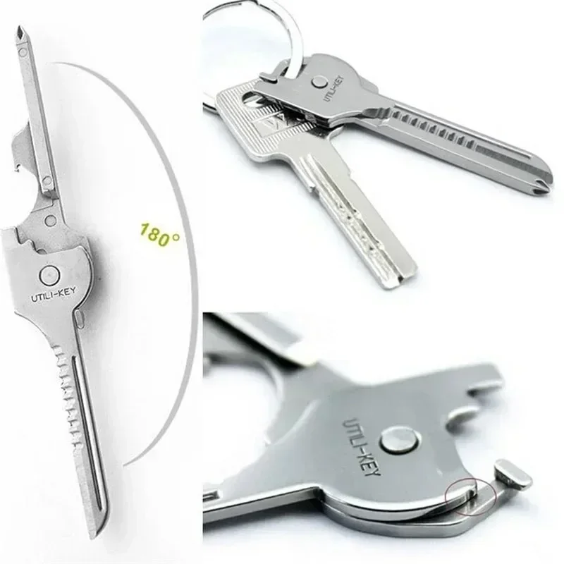 Edc Gear Mini Utility Key Shape Ring Pocket Opener Schroevendraaier Sleutelhanger Kit Tool Survive Multi Tactisch Multifunctioneel Mes