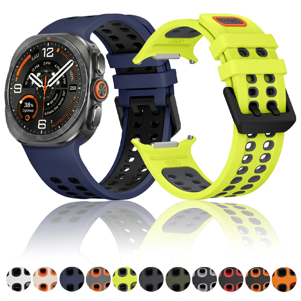 Two-color Silicone Strap For Samsung Galaxy Watch Ultra 2/1 47mm Breathable Sports Watchband For Galaxy Ultra 2025 47mm Bracelet