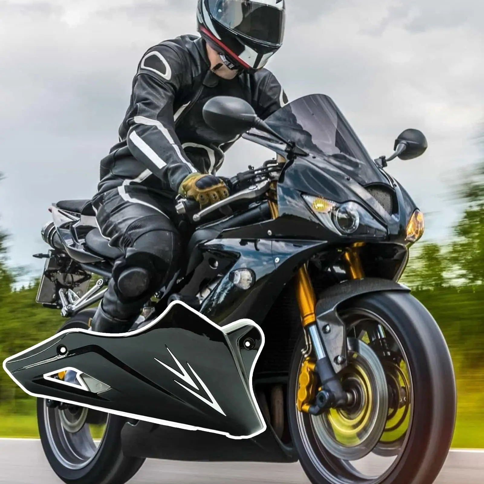 

Motorcycle Chin Spoiler Engine Protector Under Cowl Lowered Shrouds For Weather Protection Aesthetic Daily Commuting Long