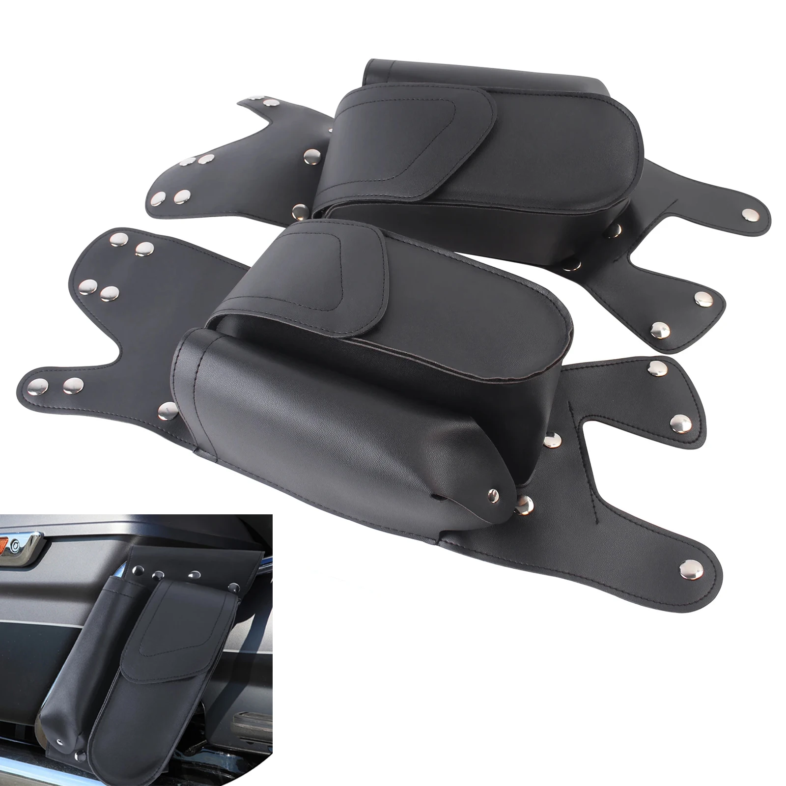 

Motorcycle Pair Black Saddlebag Guard Crash Bar Bag Water Bottle Holder For Harley Touring models