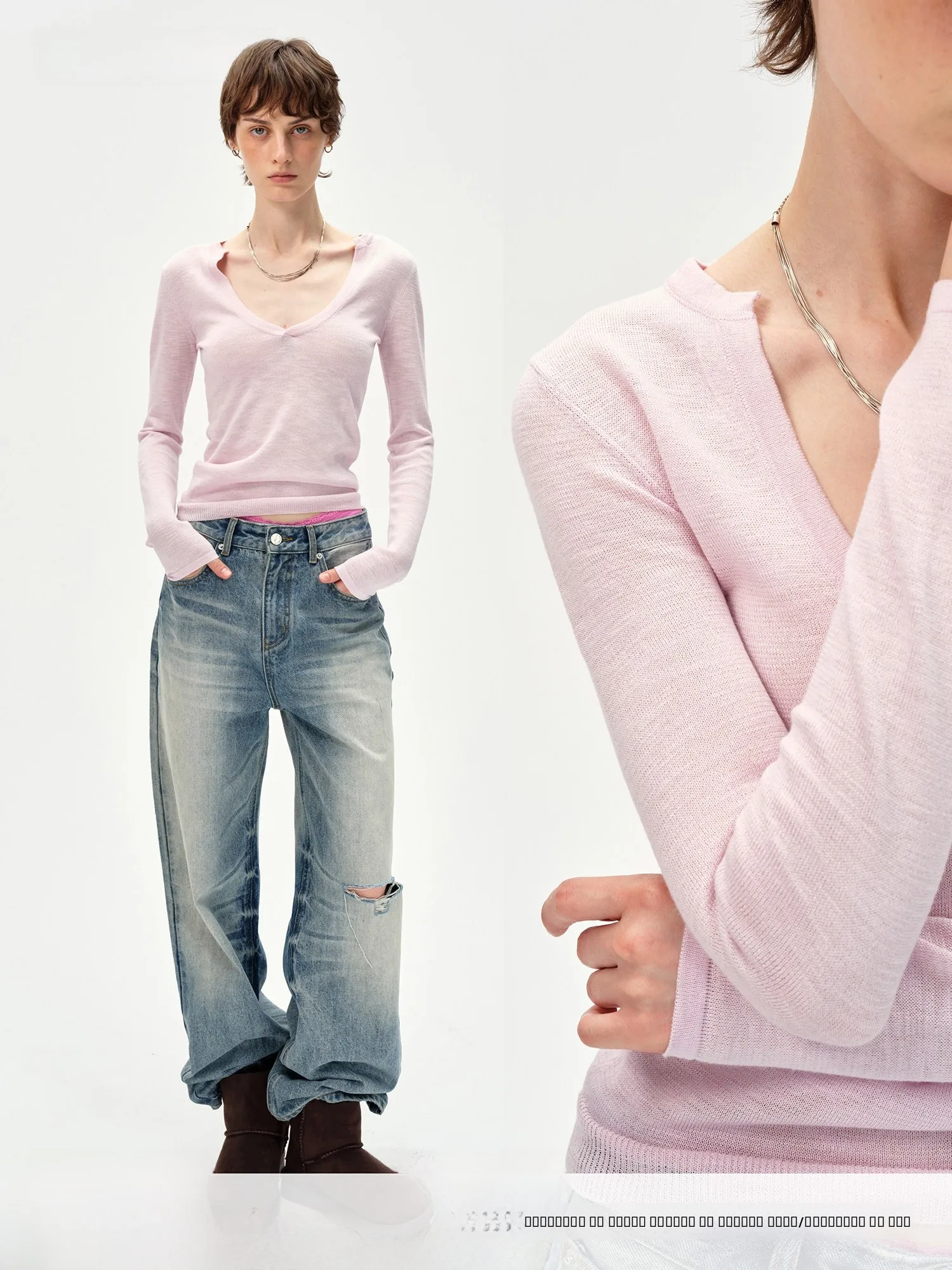 

Облегающий вязаный свитер с длинными рукавами из бамбукового волокна и шелка, с воротником-стойкой, повседневный, для прогулок, подходит для девушек