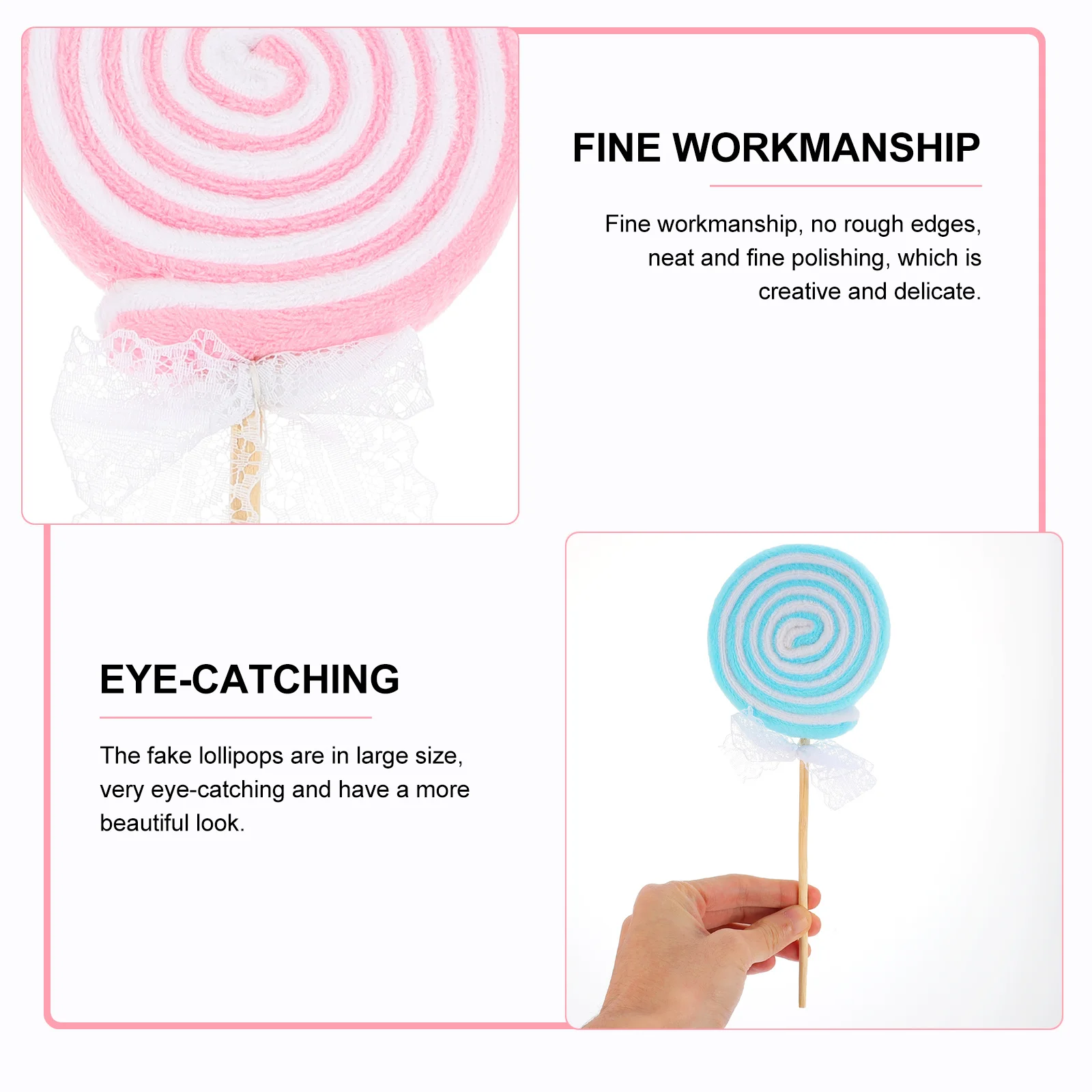 

2Pcs Premium Fake Lollipop Props Lifelike Design Eye Catching Decor for Room Photography Backgrounds Scene Ornaments