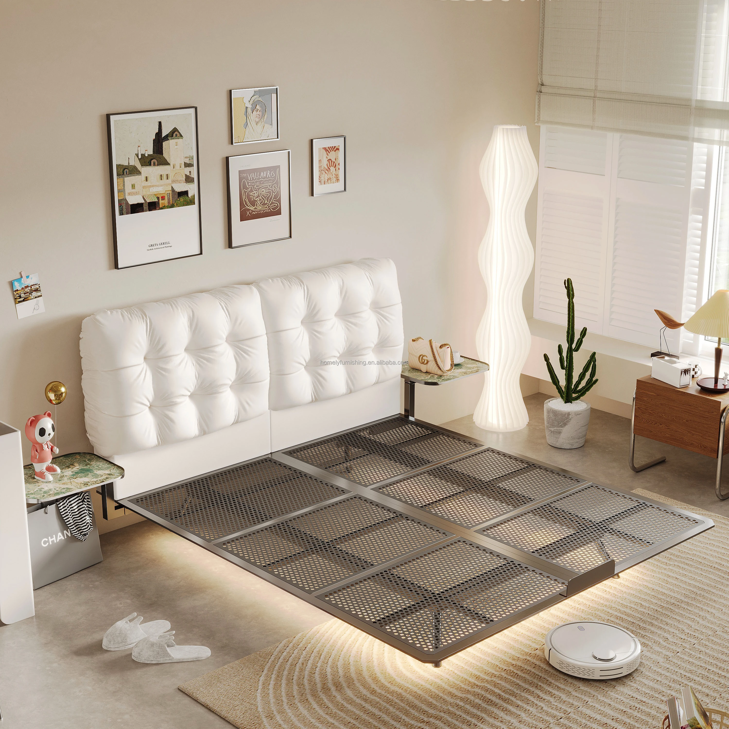 

Benutzer Definierte Wohn Möbel Schwimmendexta Betten Kingsize-Bettembali Weiches Kopfteil Bett Mit Nachttisch