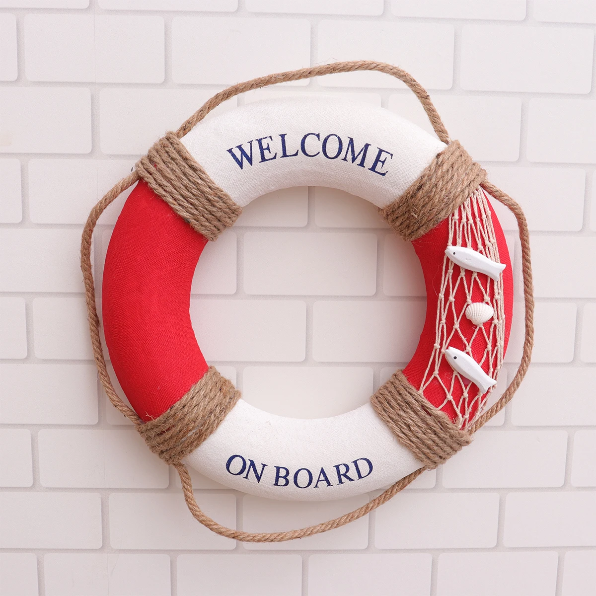 

1pc 30Cm Lifebuoy Decoration Wall Hanging Ornament Home Cafe Restaurant Door Sign Welcome Decorative Craft Red Fish Style