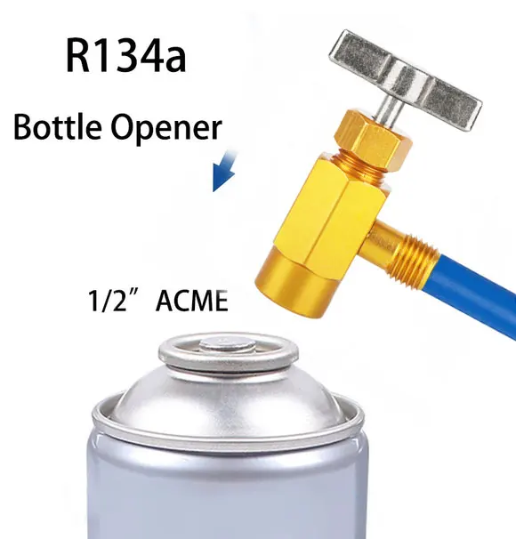 R-134a Refrigerant Car Air Conditioner Auto Tap Opener Valve 1/2 ACME 1/4 Thread Adapter Car Accessories Can Dispensing Bottle